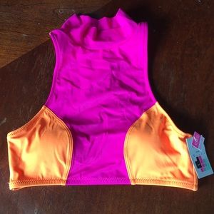 Pink high neck swim top NWT